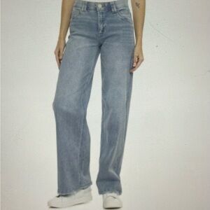 DEMOCRACY Ab Technology Wide Leg Grind Raw Hem High Rise Jeans Size 6